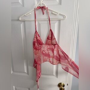 Pink paisley top. Size small. Ties at neck and back